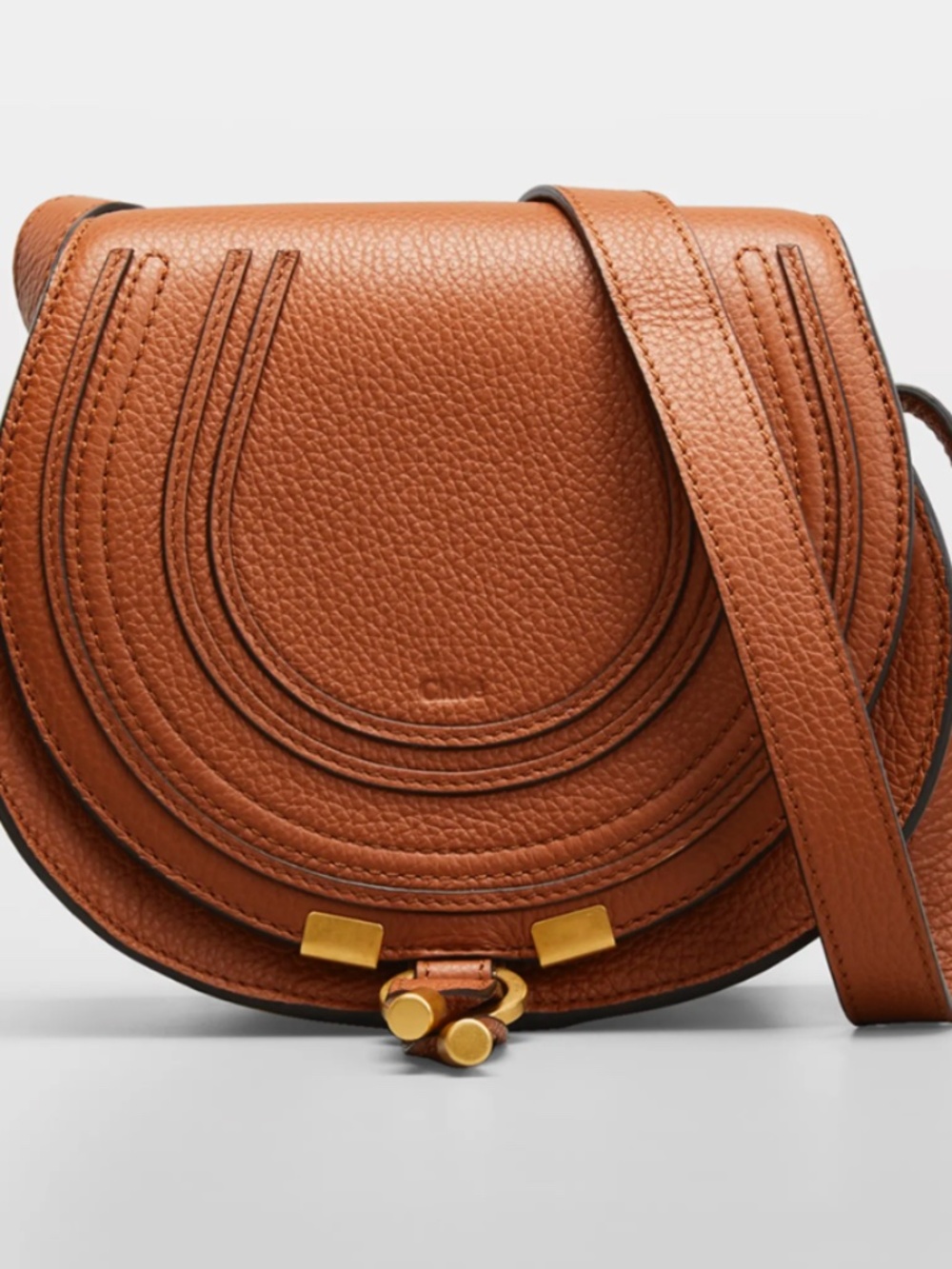 Chloé Marcie Small Crossbody Bag in Grained Calfskin - Tan